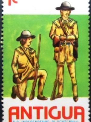 Selo postal de Antigua e Barbuda de 1976 Riflemen Pennsylvania Militia N