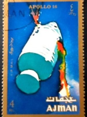 Selo de postal de Ajman de 1971 Spaceship NCC A