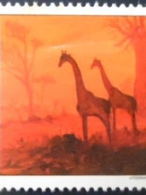 Selo postal da Angola de 1991 Giraffe M