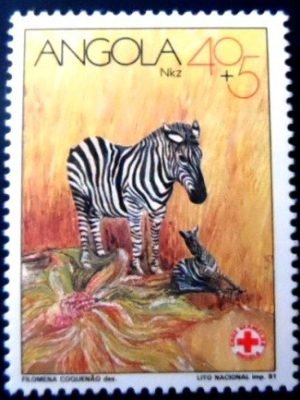 Selo postal de Angola de 1981 Zebra M