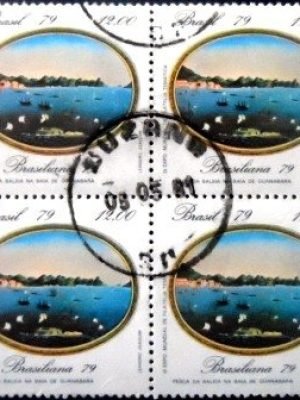 Quadra de selos postais do Brasil de 1979 Pesca na Bahia da Guanabara U QD