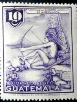 Selo postal da Guatemala de 1954 Indian 10 N