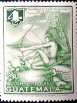 Selo postal da Guatemala de 1954 Indian 4 N