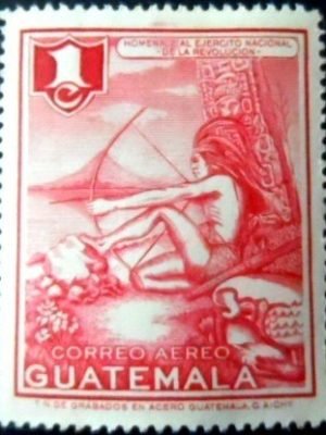 Selo postal da Guatemala de 1954 Indian 1 N