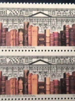 Quadra de selos postais do Brasil de 2001 Biblioteca Nacional M QD
