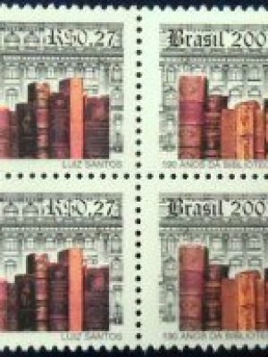 Quadra de selos postais do Brasil de 2001 Biblioteca Nacional M QD