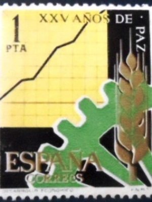 Selo postal da Espanha de 1964 XXV years of peace N