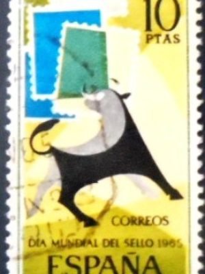 Selo postal da Espanha de 1965 Bull and Stamps U
