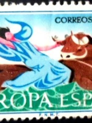 Selo postal da Espanha de 1966 The Rape of Europe U