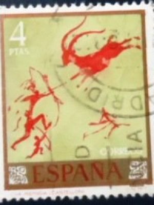 Selo postal da Espanha de 1967 Hunting Scene U