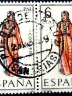 Par de selos postais da Espanha de 1969 Ifni U PR