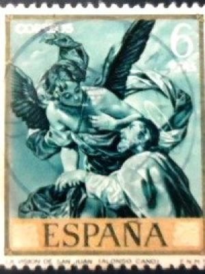 Selo postal da Espanha de 1969 The Vision of St. John the Baptist U