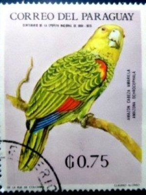 Selo postal do Paraguai de 1969 Yellow-crowned Parrot NCC