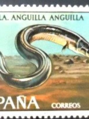 Selo postal da Espanha de 1977 European Eel M
