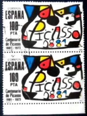 Par de selos postais da Espanha de 1981 Homenaje a Picasso U PR