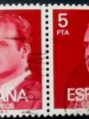 Par de selos postais da Espanha de 1976 King Juan Carlos I 5 U PR sev