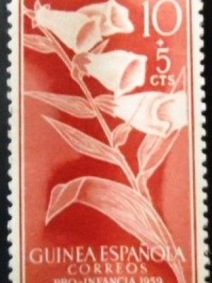 Selo postal da Guiné Espanhola de 1959 Digitalis purpurea M