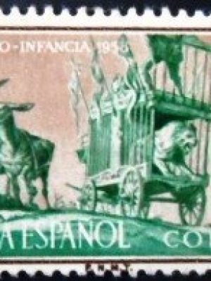 Selo postal do Sahara Espanhol de 1958 Lion adventure M