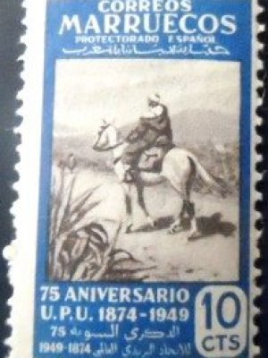 Selo postal do Marrocos de 1950 75th Anniversary U.P.U. M