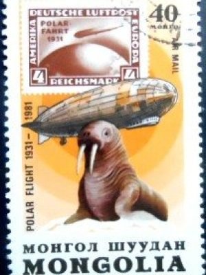 Selo postal da Mongólia de 1981 Walrus NCC