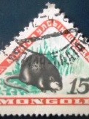 Selo postal da Mongólia de 1959 Muskrat U