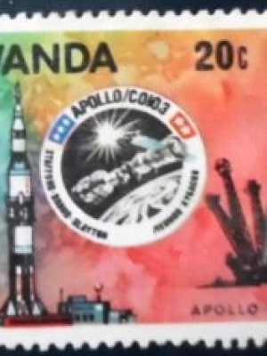Selo postal de Ruanda de 1976 Apollo Soyuz3 and Mission Patch N A