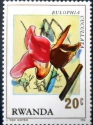 Selo postal de Ruanda de 1976 Eulophia cucullata M A