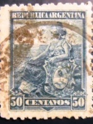 Selo postal da Argentina de 1899 Allegory Liberty Seated 50 U