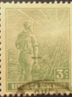 Selo postal da Argentina de 1911 Agricultural Worker 3 U sev