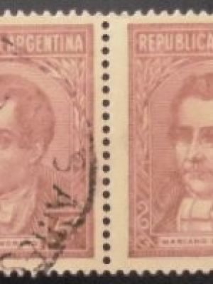 Par de selos postais da Argentina de 1935 Mariano Moreno 5 U PR sev