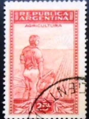 Selo postal da Argentina de 1936 Agriculture U sev