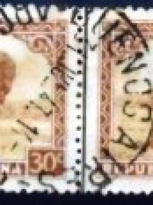 Par de selos postais da Argentina de 1936 Merino Sheep U PR sev