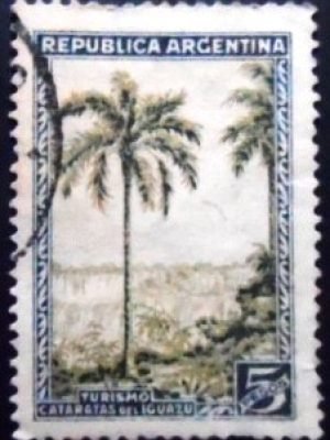 Selo postal da Argentina de 1936 Falls of Iguazú U sev