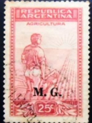 Selo postal da Argentina de 1937 Ministry of War M.G. U sev