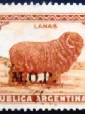 Selo postal da Argentina de 1936 Ministry of Public Works 30 MOP U