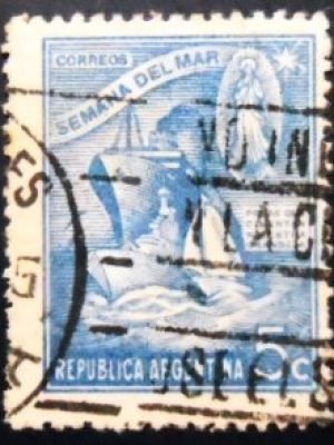 Selo postal da Argentina de 1944 2 Ships and a Sailboat 5 U