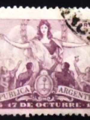 Selo postal da Argentina de 1946 Revolution of October 17th 1945 U