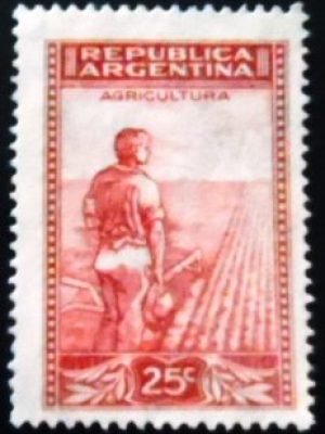 Selo postal da Argentina de 1936 Agriculture U sev
