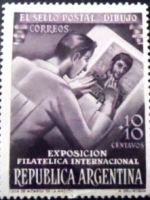 Selo postal da Argentina de 1950 E.F.I.R.A Buenos Aires 10 + 10 N