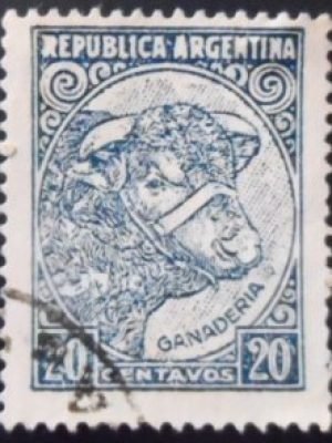 Selo postal da Argentina de 1951 Bull 20 U sev