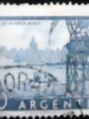 Selo postal da Argentina de 1956 Harbor of Buenos Aires U sev