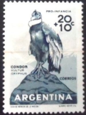 Selo postal da Argentina de 1960 Andean Condor U