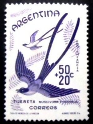 Selo postal da Argentina de 1960 Fork-tailed Flycatcher M