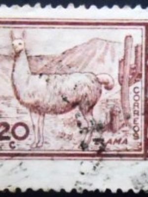 Selo postal da Argentina de 1961 Lhama U