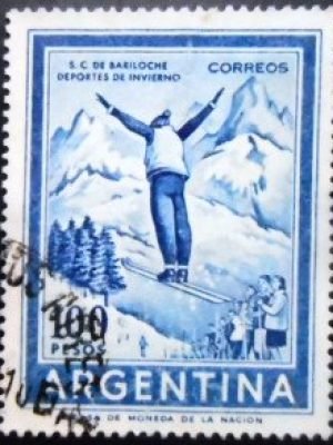 Selo postal da Argentina de 1961 Winter sports in Bariloche U sev