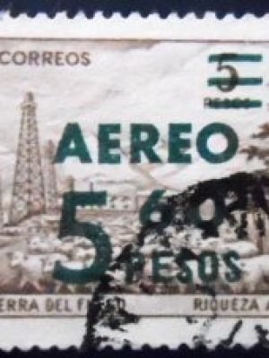 Selo postal da Argentina de 1962 Overprint Aéreo 5.60 pesos U