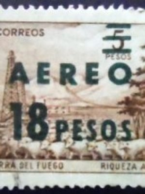 Selo postal da Argentina de 1962 Overprint Aéreo 18 pesos U