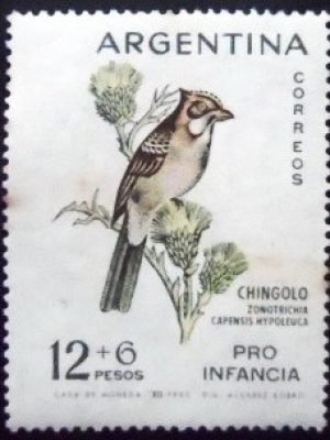 Selo postal da Argentina de 1962 Rufous-collared Sparrow U