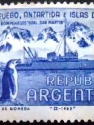 Selo postal da Argentina de 1965 Chinstrap Penguin N