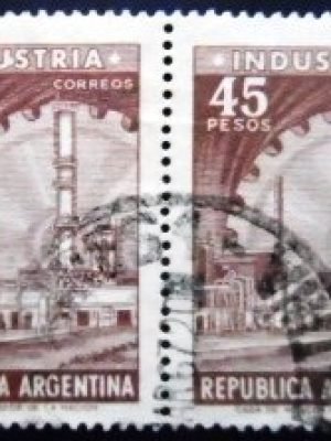 Par de selos postais da Argentina de 1966 Industry 45 U PR sev